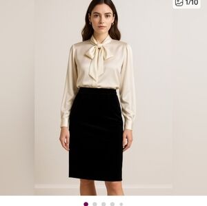 Escada Black Velvet Pencil Skirt, Size 8